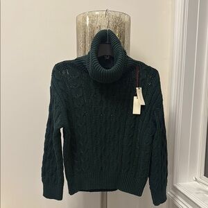 Pilcro Forest Green Cable Knit Turtleneck Sweater